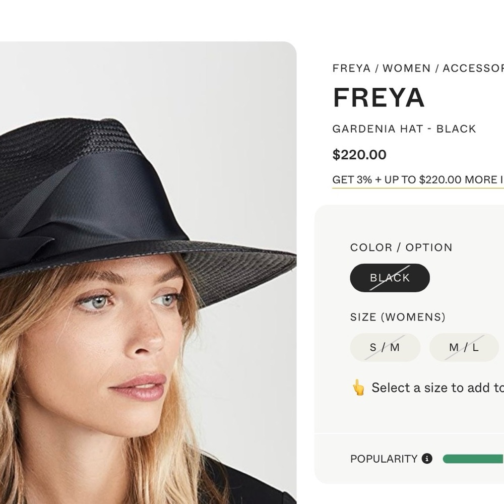 Freya Gardenia Classic Black Wide-Brim Straw Hat - Picture 8 of 8